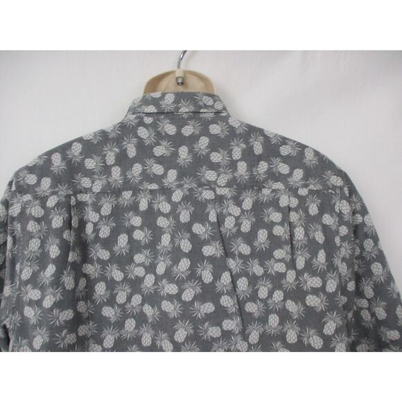 Tommy Bahama Positano Pineapple Shirt Mens Medium Hawaiian Graphite Gray Cotton - Picture 6 of 16